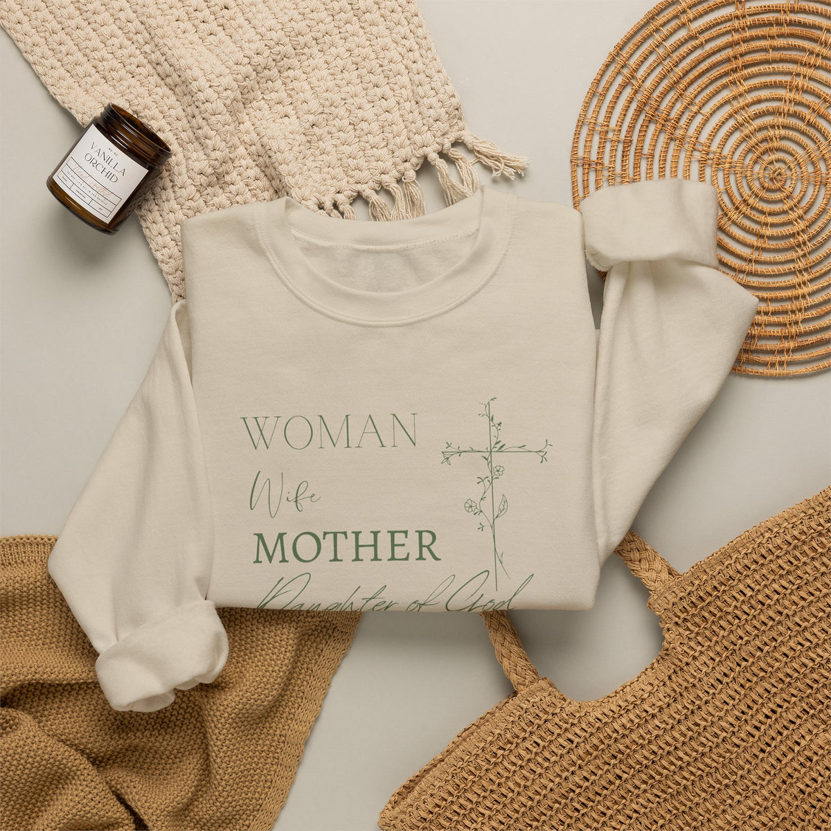 Woman, Wife, Mother, Daughter of God Crewneck Sweatshirt