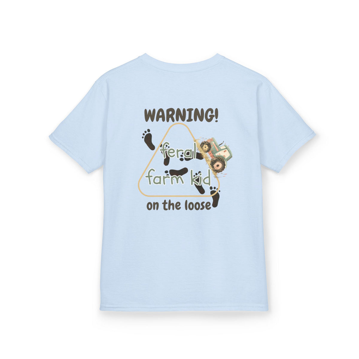 Warning Feral Farm Kid On The Loose Kids Tshirt