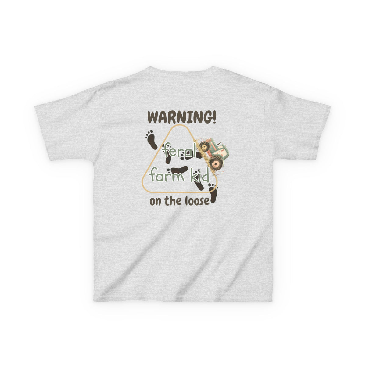 Warning Feral Farm Kid On The Loose Kids Tshirt