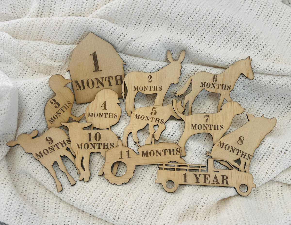Farm Animal Baby Milestone Props
