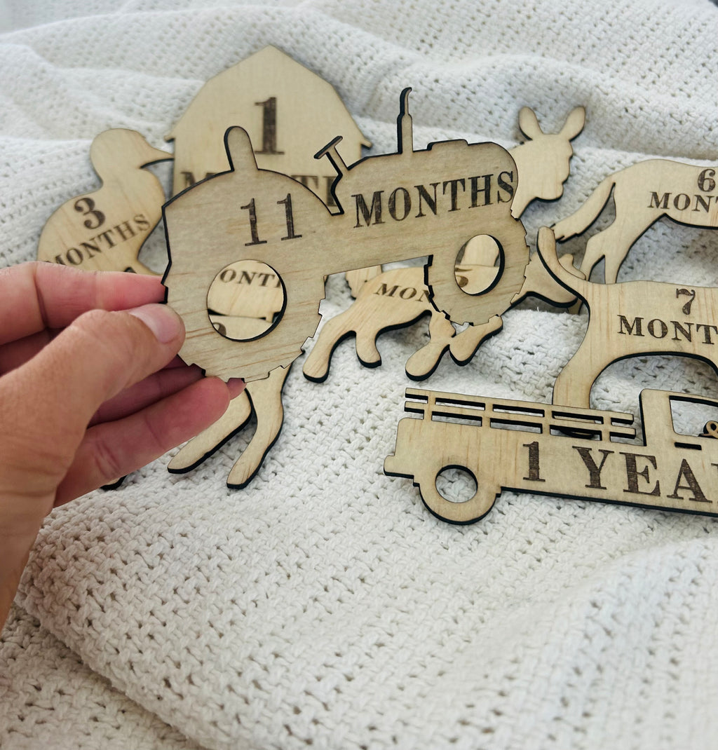 Farm Animal Baby Milestone Props